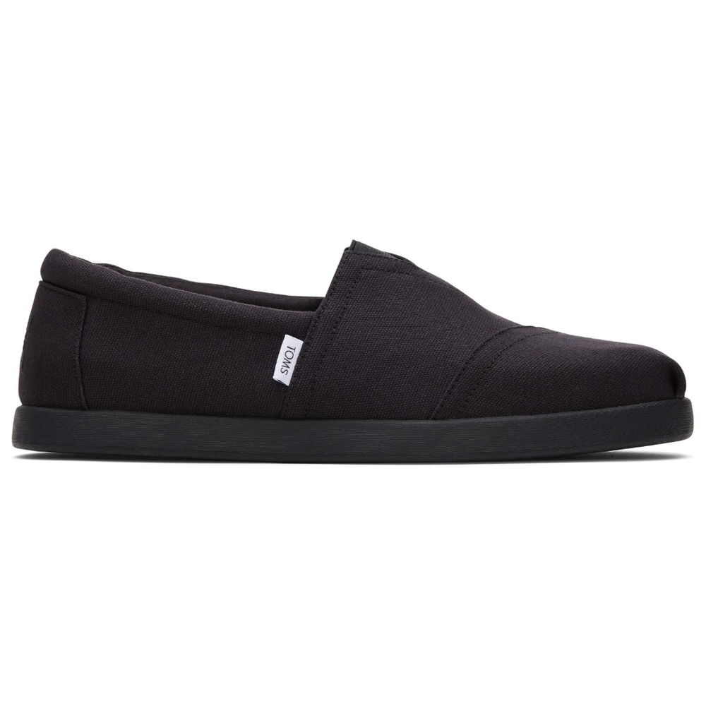 TOMS Classic Alpargata Kids Shoes - Size 2 Black Canvas Slip-On